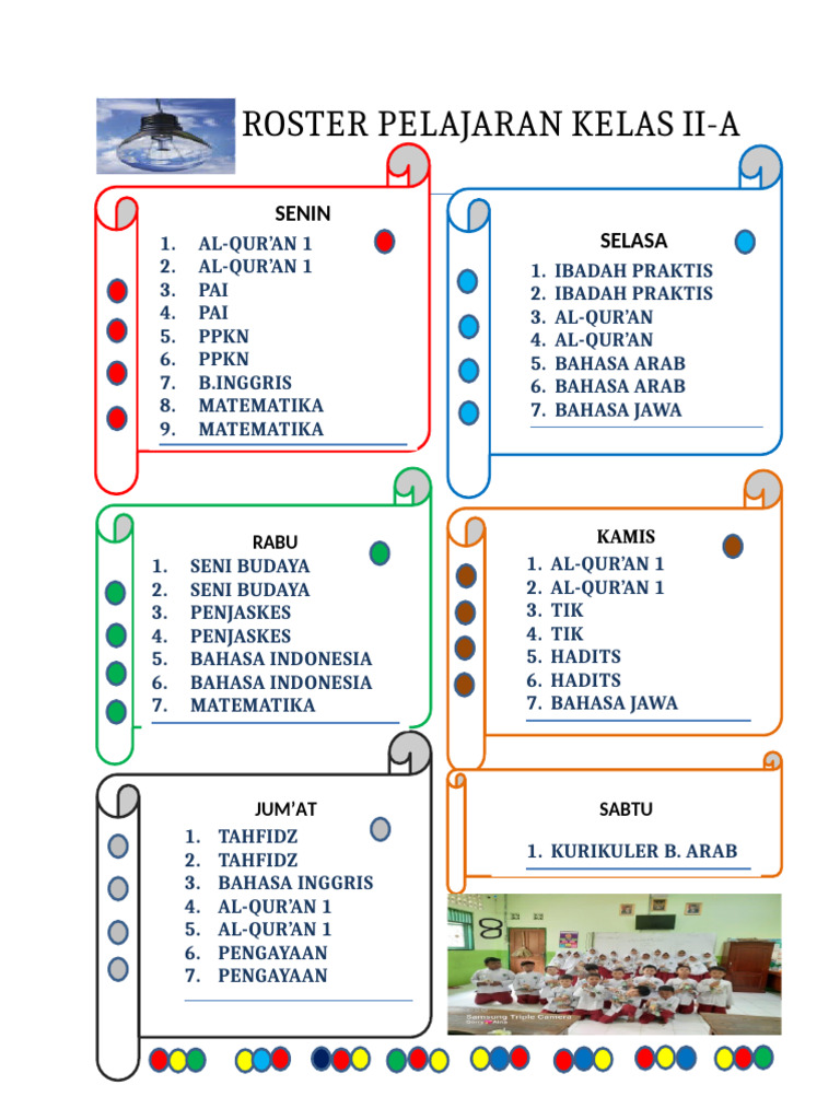 Roster Pelajaran Kelas II dan III SD | PDF