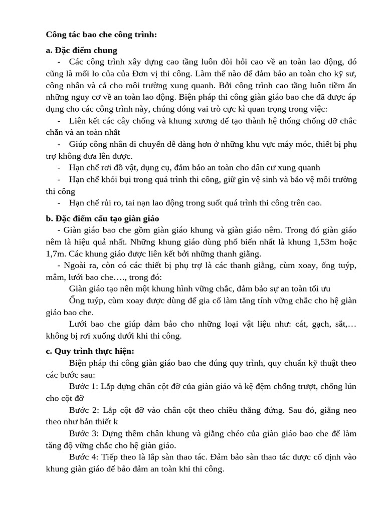 Công Tác Bao Che Công Trình | PDF