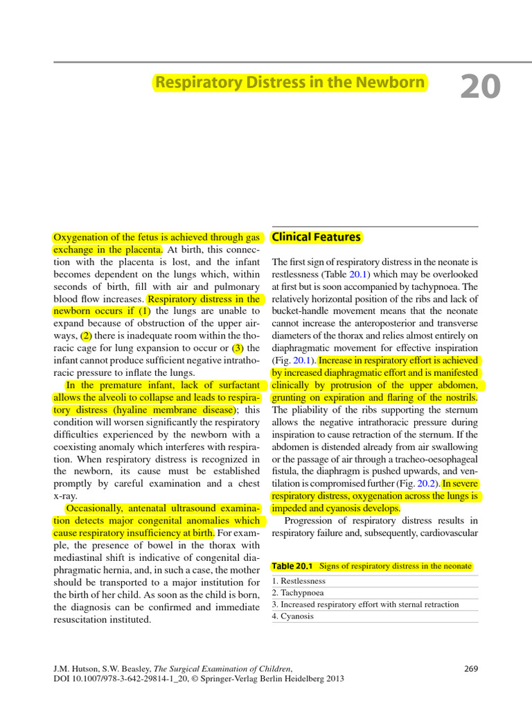 20 Respiratory Distress in the Newborn | PDF | Respiratory System | Lung