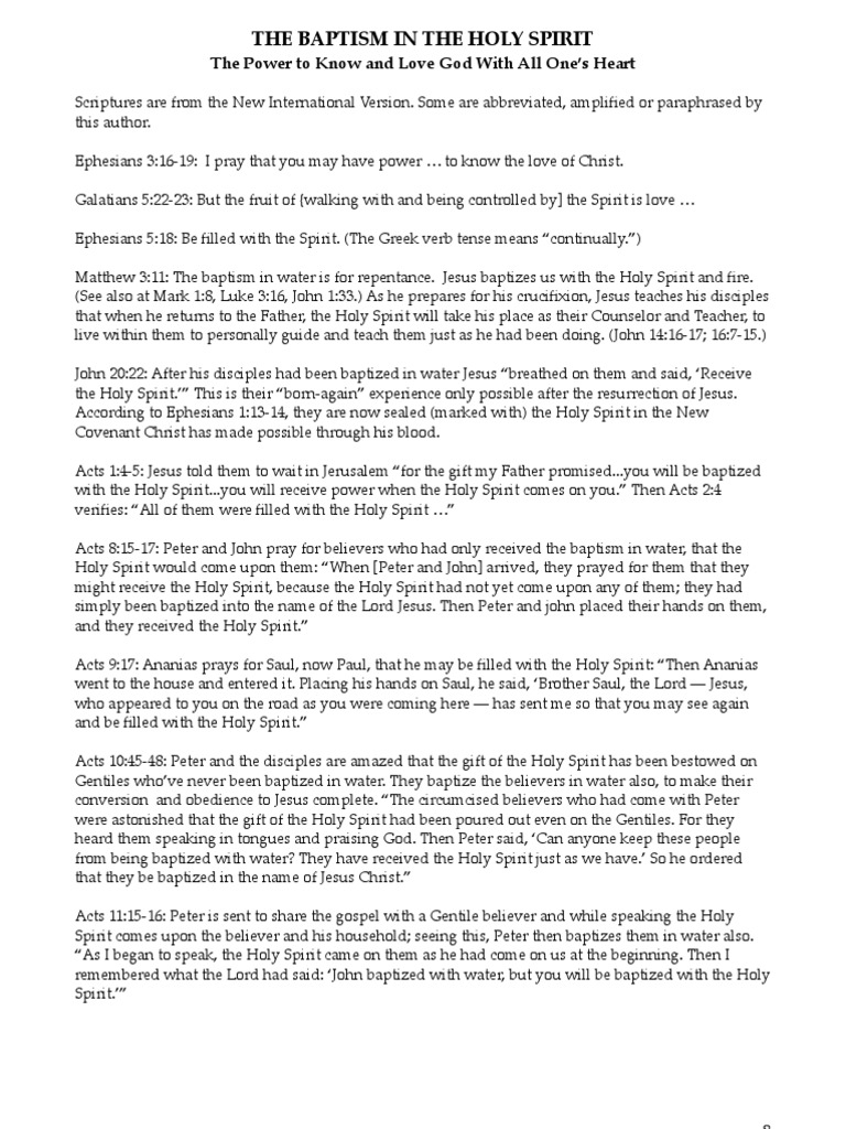 Baptism in Holy Spirit | PDF | Baptism | Acts Of The Apostles