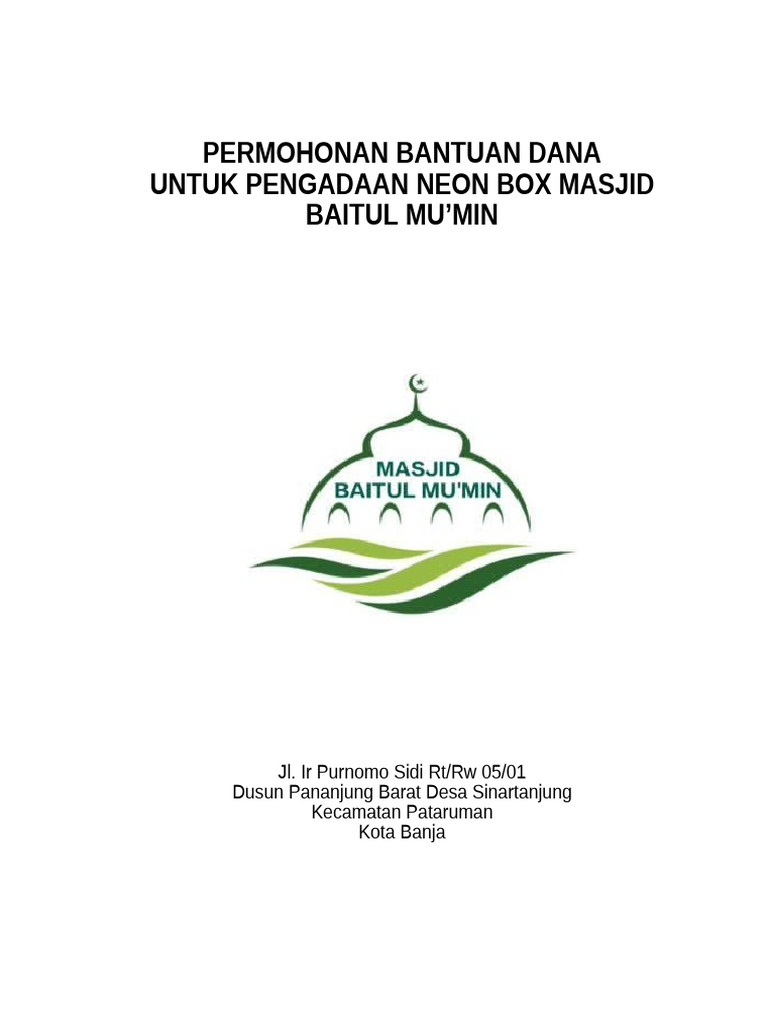 Permohonan Dana Neon Box Masjid | PDF