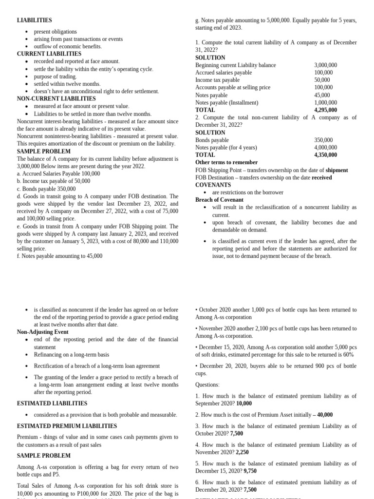 Understanding Current and Non-Current Liabilities | PDF | Lease ...