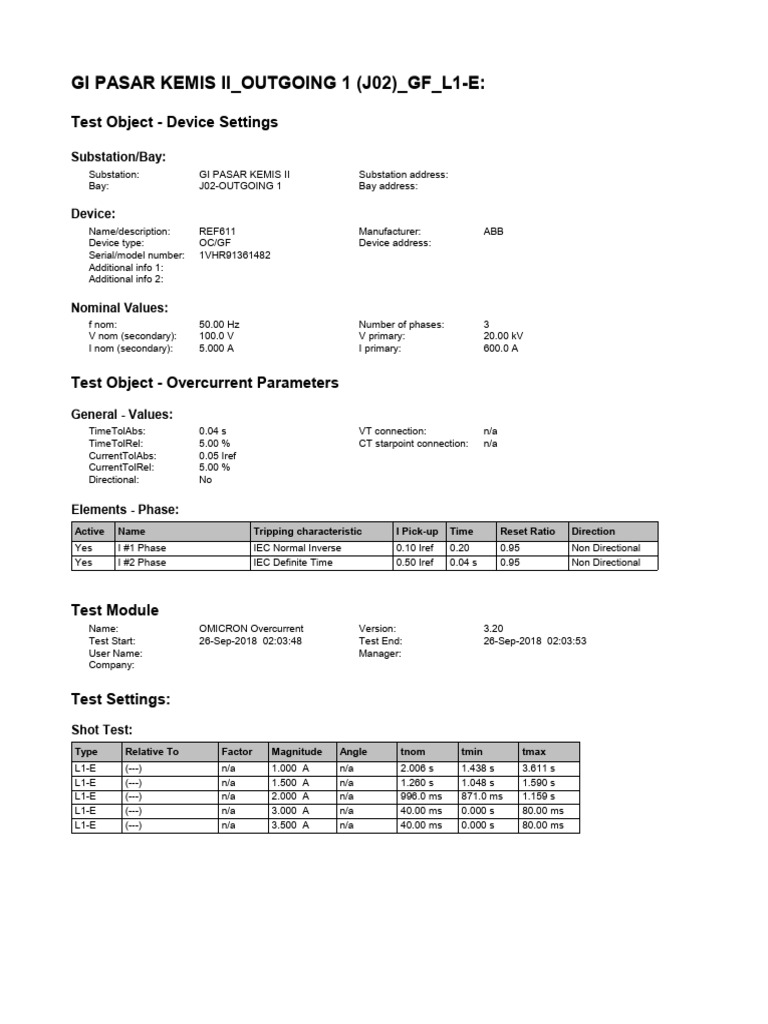 Gi Pasar Kemis Ii - Outgoing 1 (J02) - GF - L1-E | PDF | Electrical ...