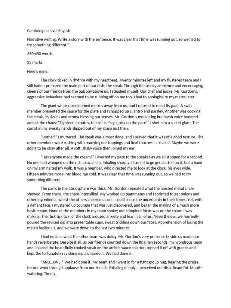 Narrative, Running Out of Time | PDF