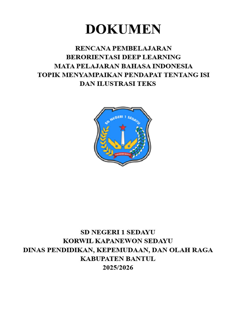 Contoh Cover Rencana Pembelajaran Deep Learning | PDF