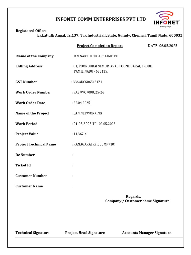 Project Complete Report Infonet Format | PDF