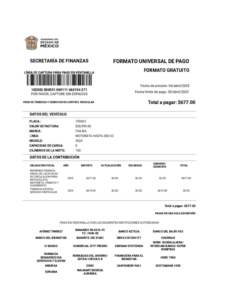 Pago Tenencia Vehicular 2025: Instrucciones | PDF | Bancos | Finanzas ...