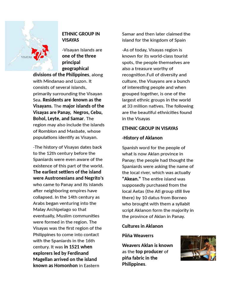 Ethnic Group in Visayas | PDF | Philippines