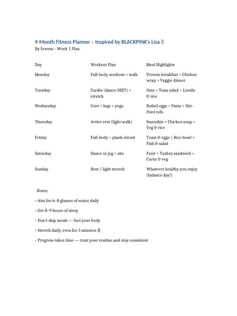 Lisa's 9-Month Fitness Planner | PDF