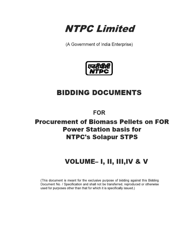 NTPC Solapur Biomass Pellets Bidding | PDF | Auction | Business