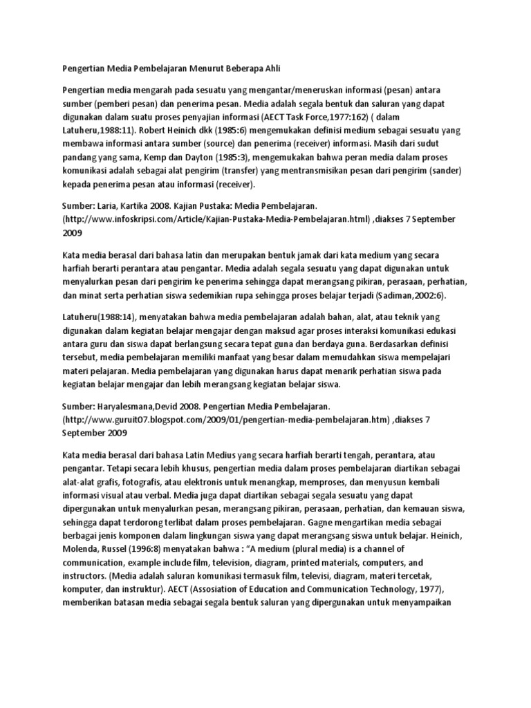 Pengertian Media Pembelajaran Menurut Beberapa Ahli