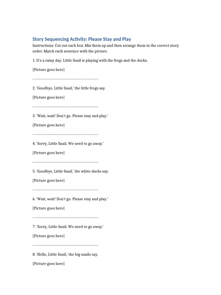 Story Sequencing With Pictures | PDF