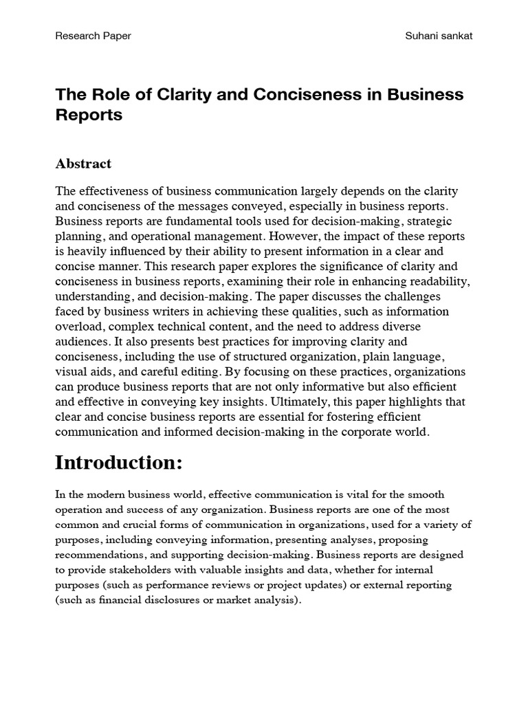 Clarity and Conciseness in Business Reports | PDF | Plain Language ...
