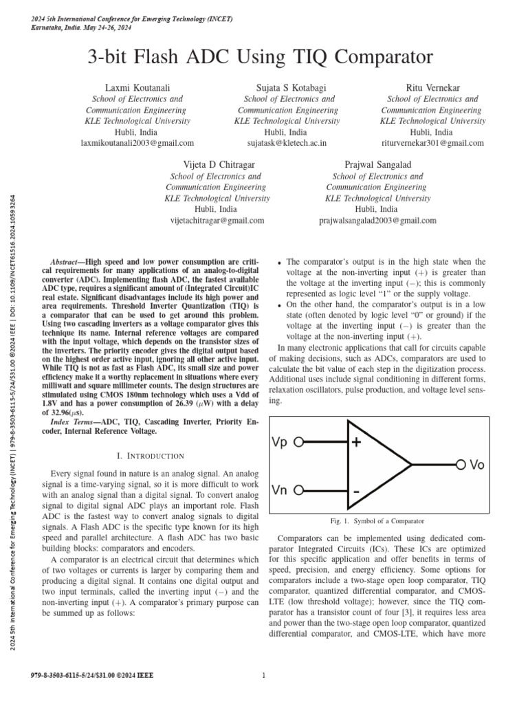 3-Bit Flash ADC with TIQ Comparator | PDF | Analog To Digital Converter ...