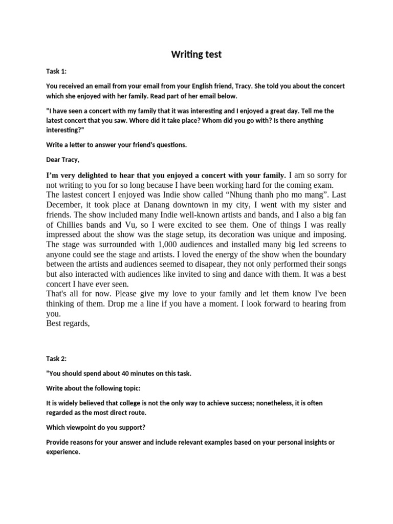 Concert Experience Reflection | PDF