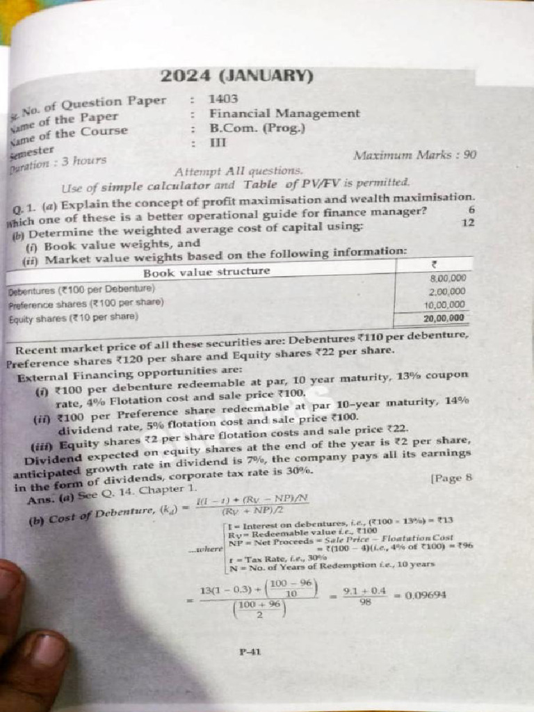 Financial Management Exam Paper 2024 | PDF | Net Present Value ...