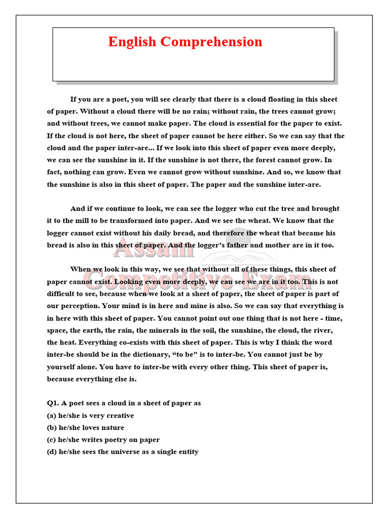 01 English Comprehension | PDF