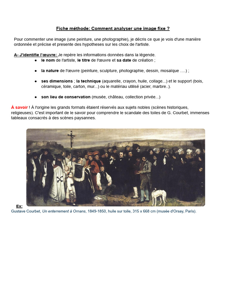 Analyser une Image Fixe : Méthode | PDF