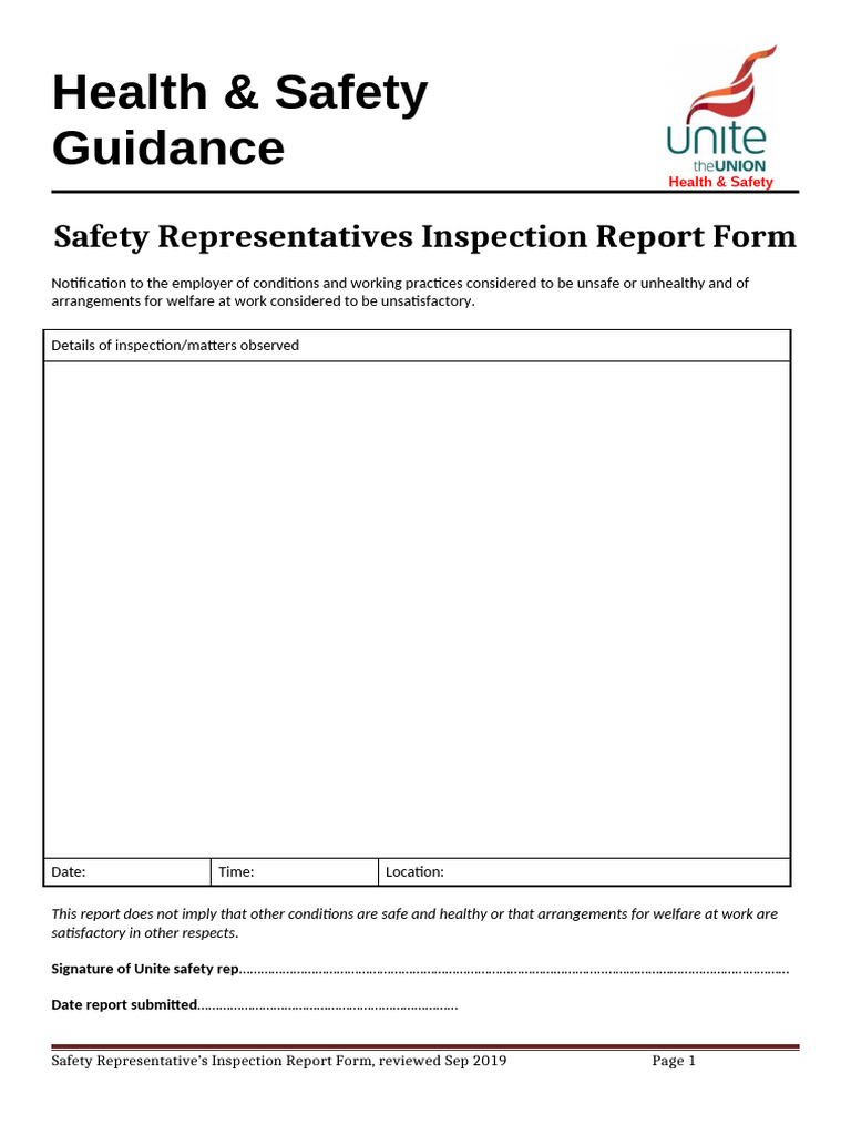 Safety Inspection Report Template | PDF
