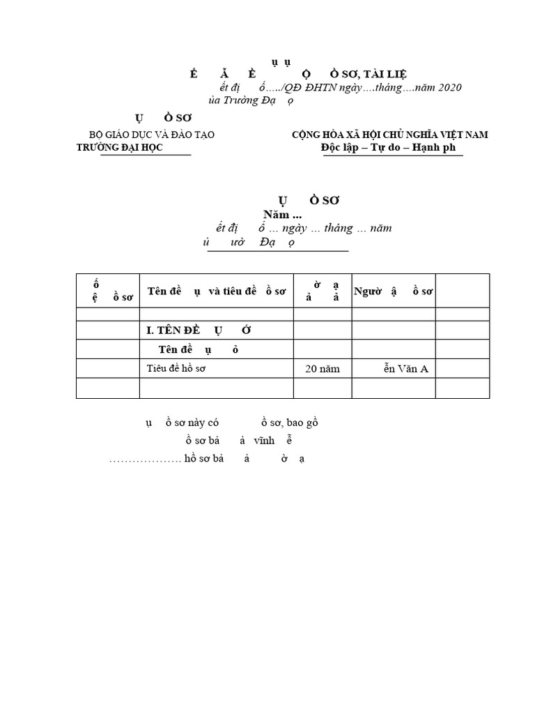 Phu Luc V - Bieu Mau Ve Cong Tac Luu Tru | PDF