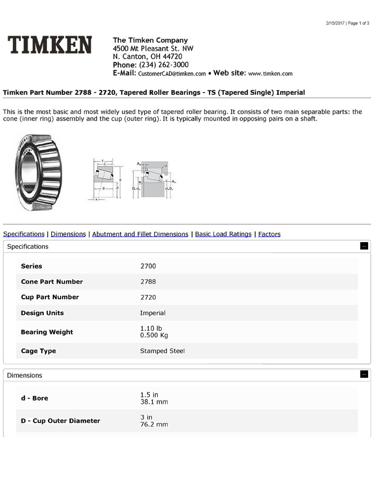 Tapered Roller Bearing | PDF