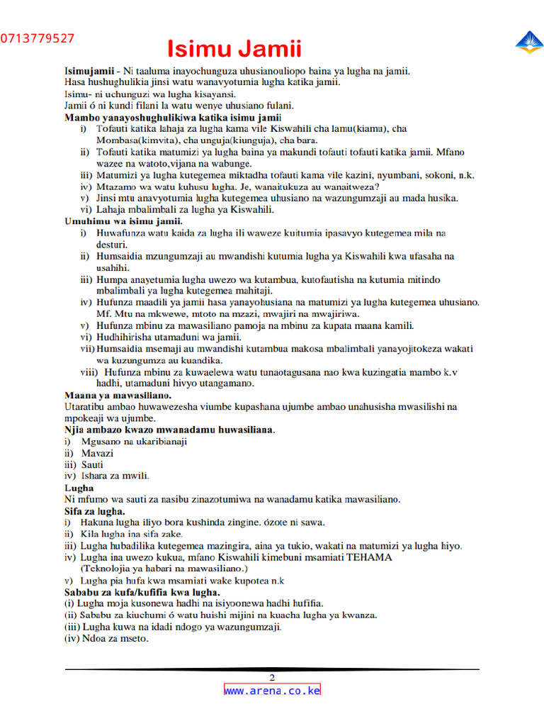 Isimu Jamii. Sajili-1 | PDF