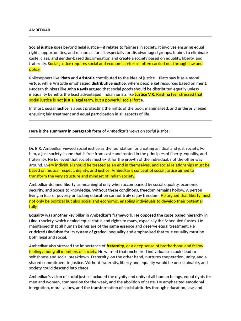 Ambedkar's Vision of Social Justice | PDF | Dalit | Social Justice