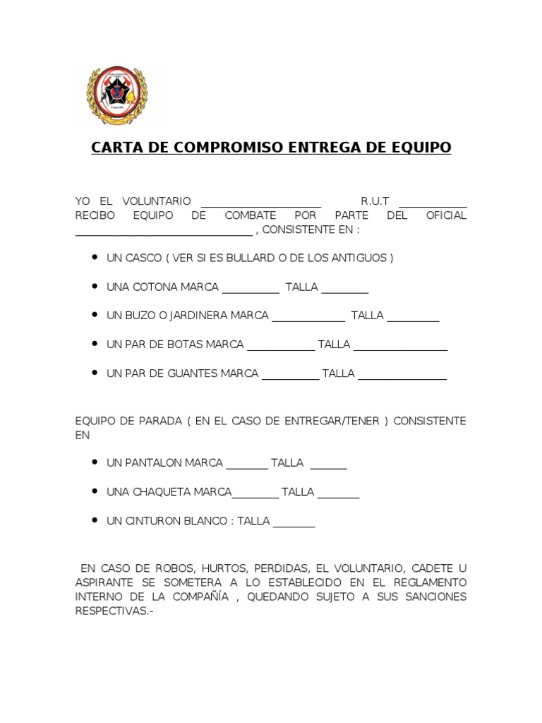 Carta de So Entrega de Equipo