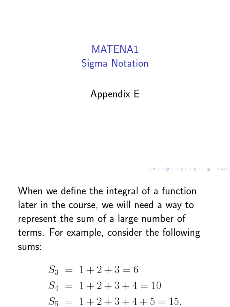 Week 1 Lecture Notes - Appendix E (2025 MATENA1) | PDF | Summation ...