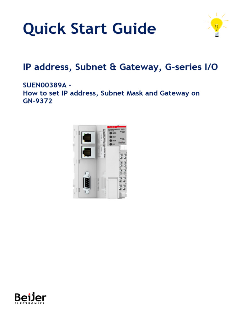 GN-9372, IP Address, Subnet and Gateway Setting - SUEN389A | PDF | Ip ...