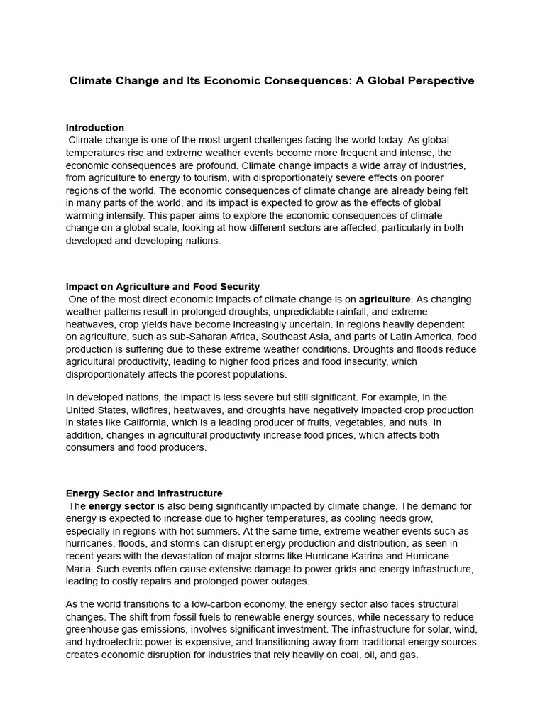 Economic Impacts of Climate Change Globally | PDF | Climate Change ...