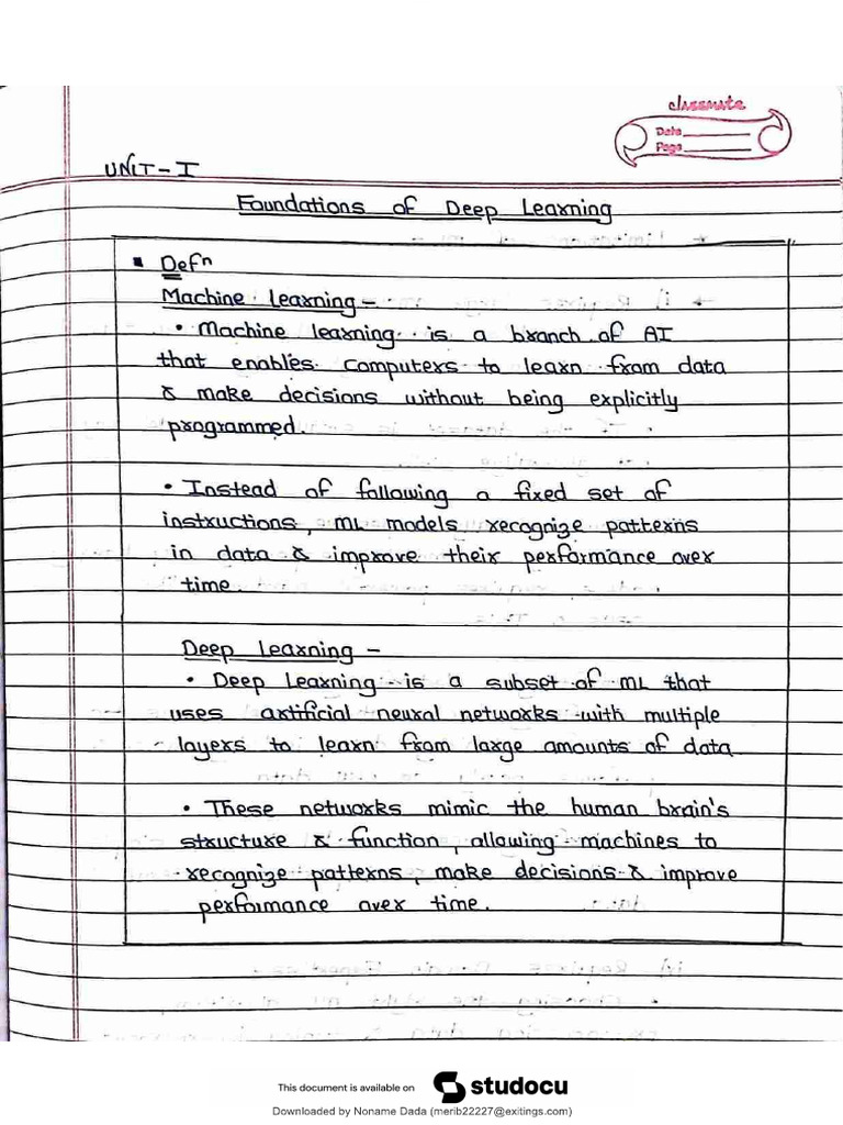 DL IMP Notes-2 (MU) Handwritten | PDF