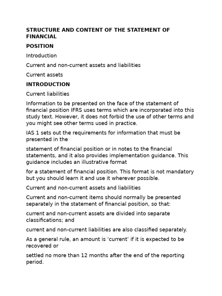 Statement of Financial Position Guide | PDF | Balance Sheet | Equity ...