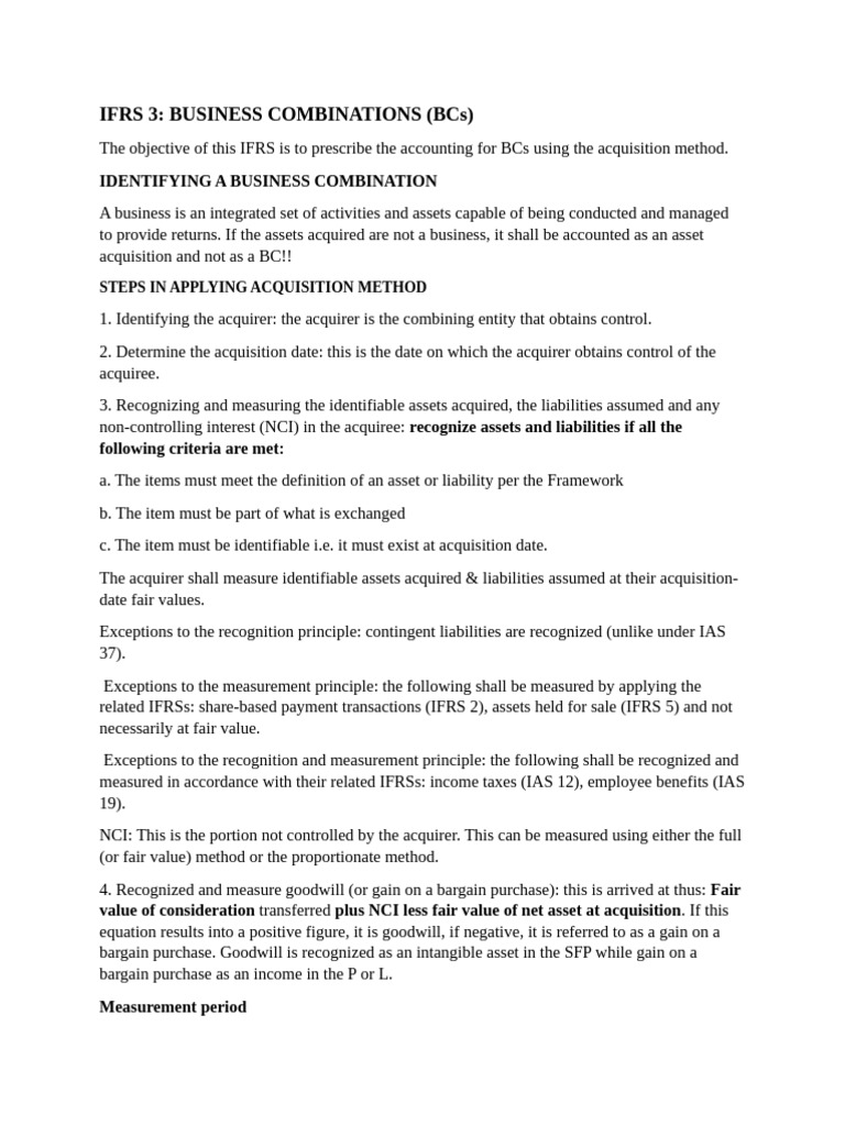IFRS 3 Business Combination | PDF | Debits And Credits | Goodwill ...