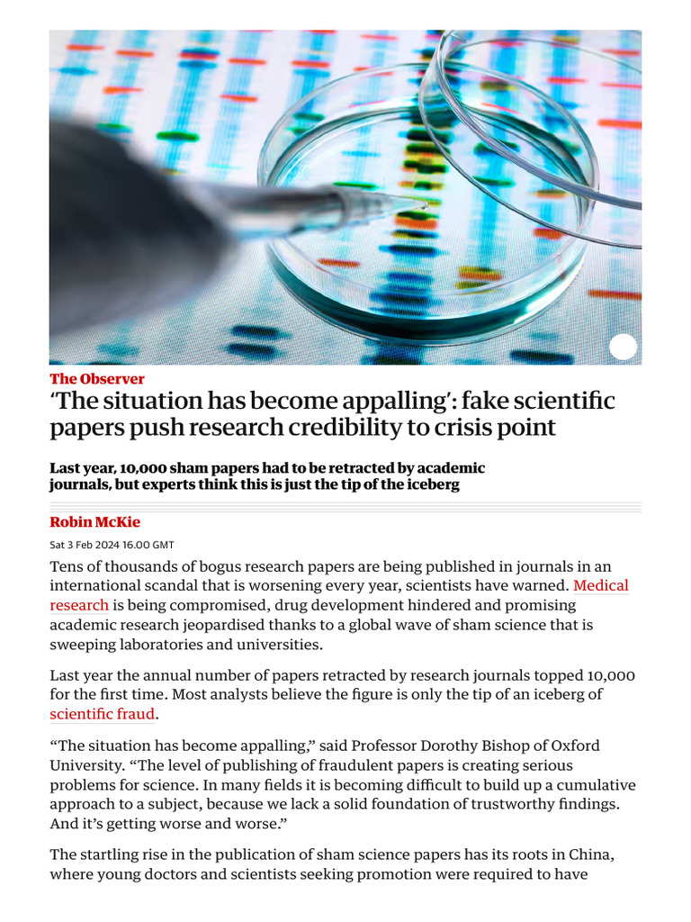 The Situation Has Become Appalling': Fake Scientific Papers Push ...