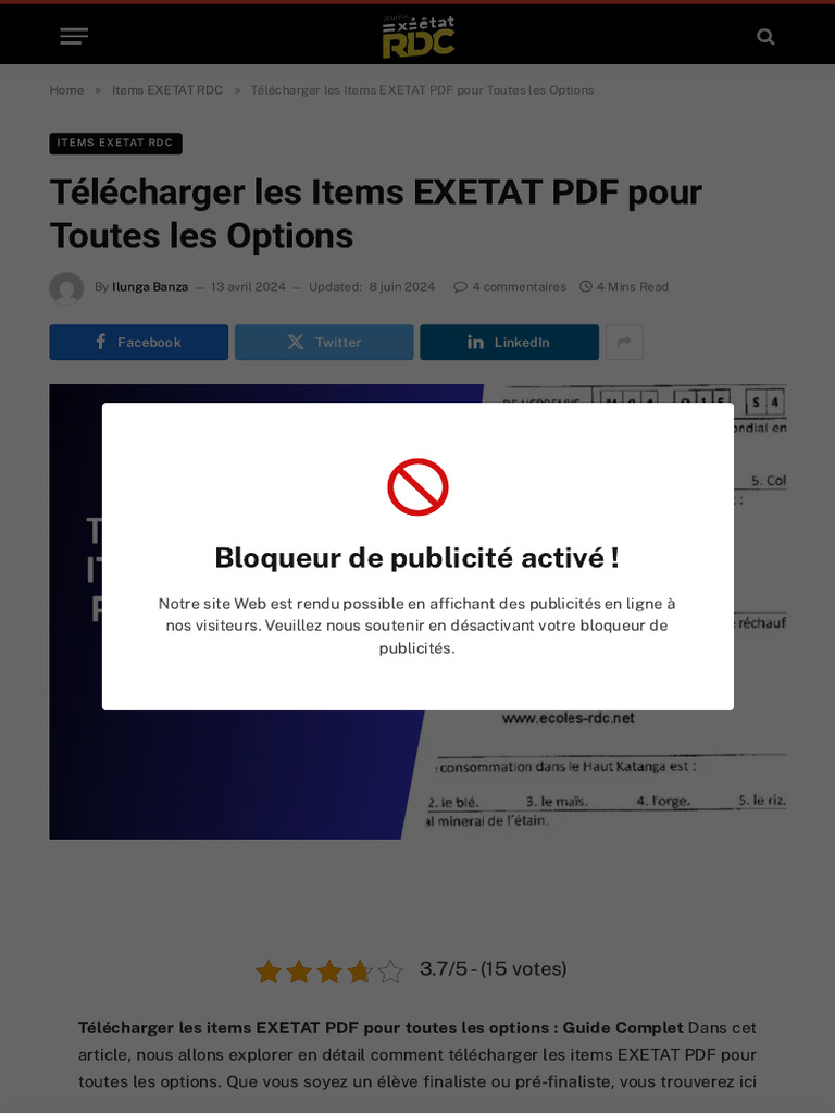 Télécharger Items EXETAT PDF 2024 | PDF | Internet | Internet et Web