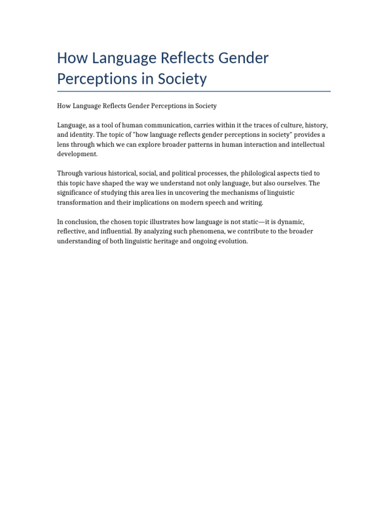 Gender Perceptions in Language Use | PDF