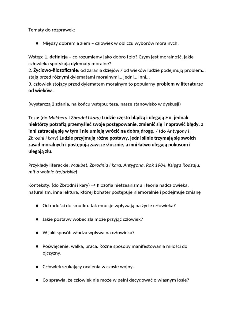 Tematy Do Rozprawek | PDF