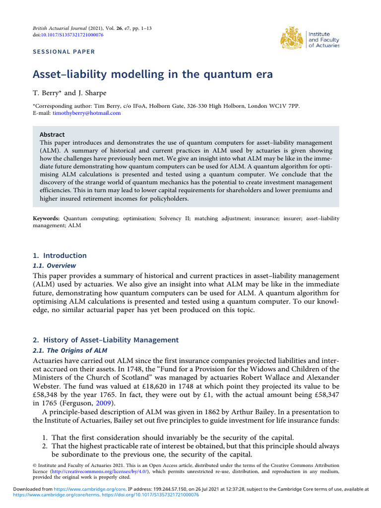 Quantum Computing in Asset-Liability Management | PDF | Quantum ...