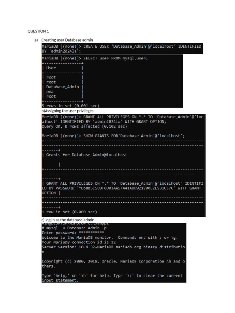 Database Admin and User Management Guide | PDF