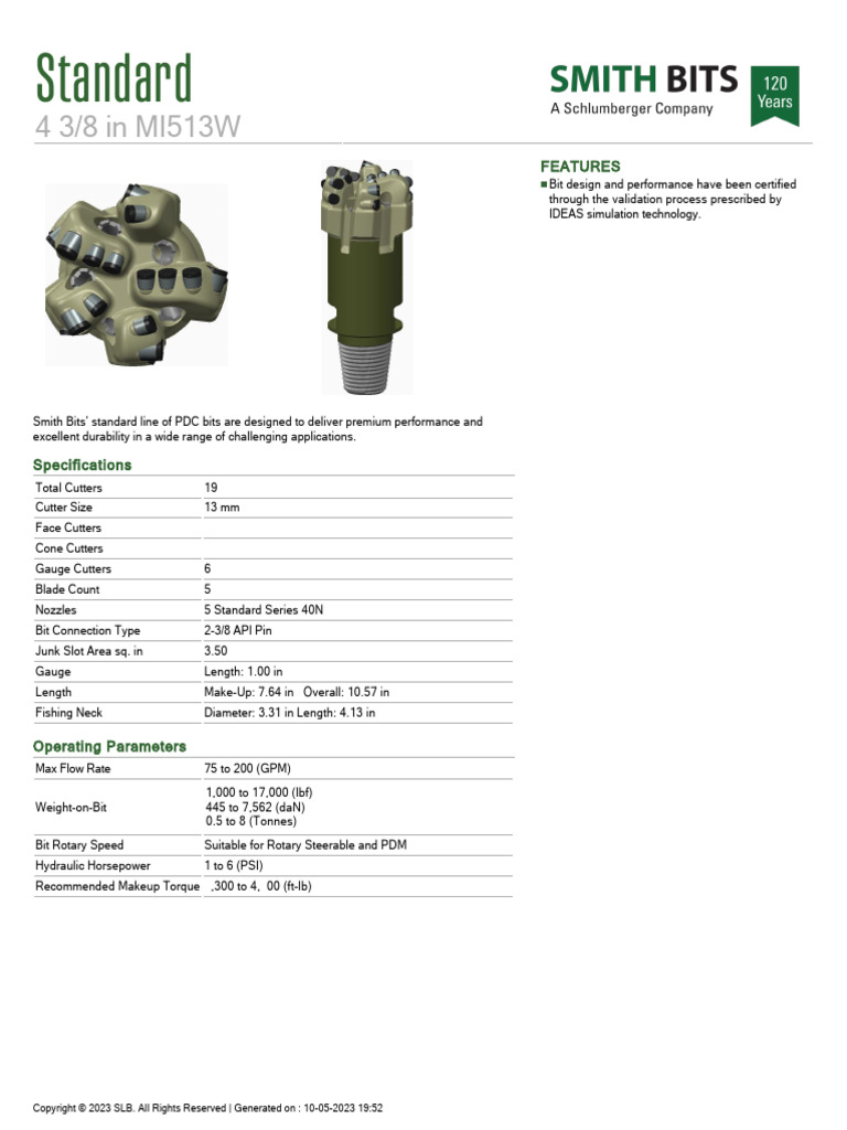 PDC Bit Specifications and Performance | PDF