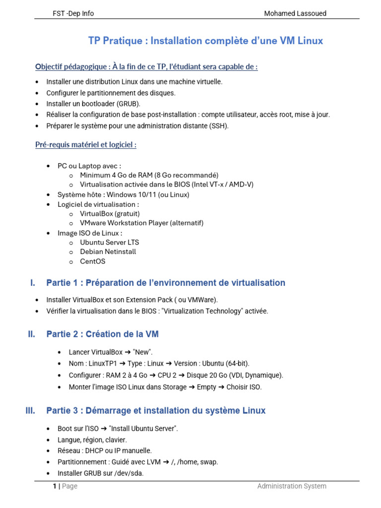 Installation et Configuration VM Linux | PDF | Virtualisation | VMware