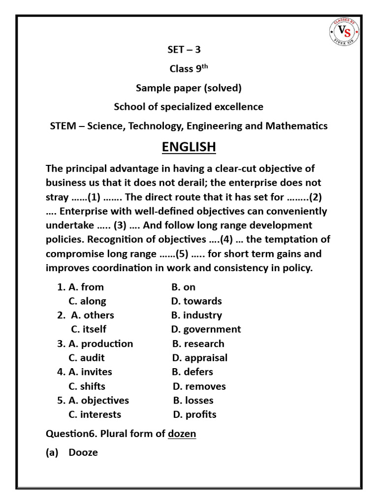 Class 9 SOSE Sample Paper Set 3 | PDF | Mathematics