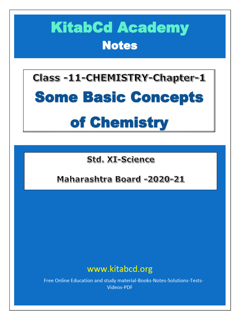 CH 1 Kitabcd MSB Class 11 Chem Notes | PDF | Mole (Unit) | Chemistry