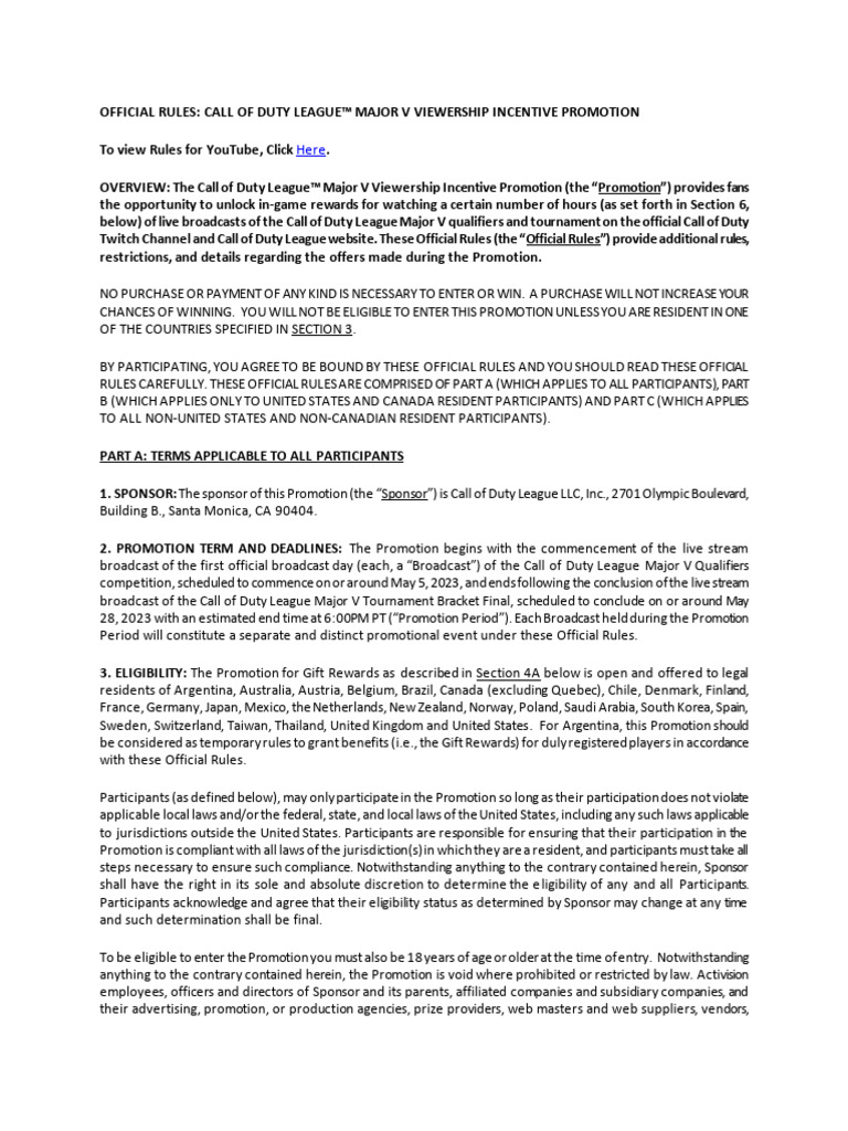 Call of Duty League Major V Promotion Rules | PDF | Arbitration | Damages