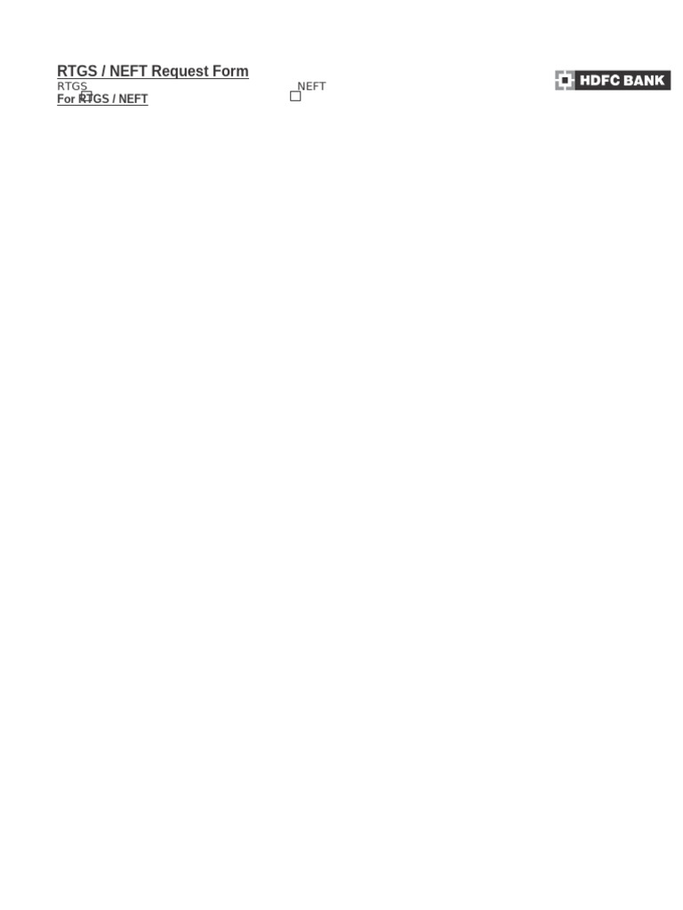 RTGS - NEFT Request Retail Form - CDR | PDF | Financial Services | Banking