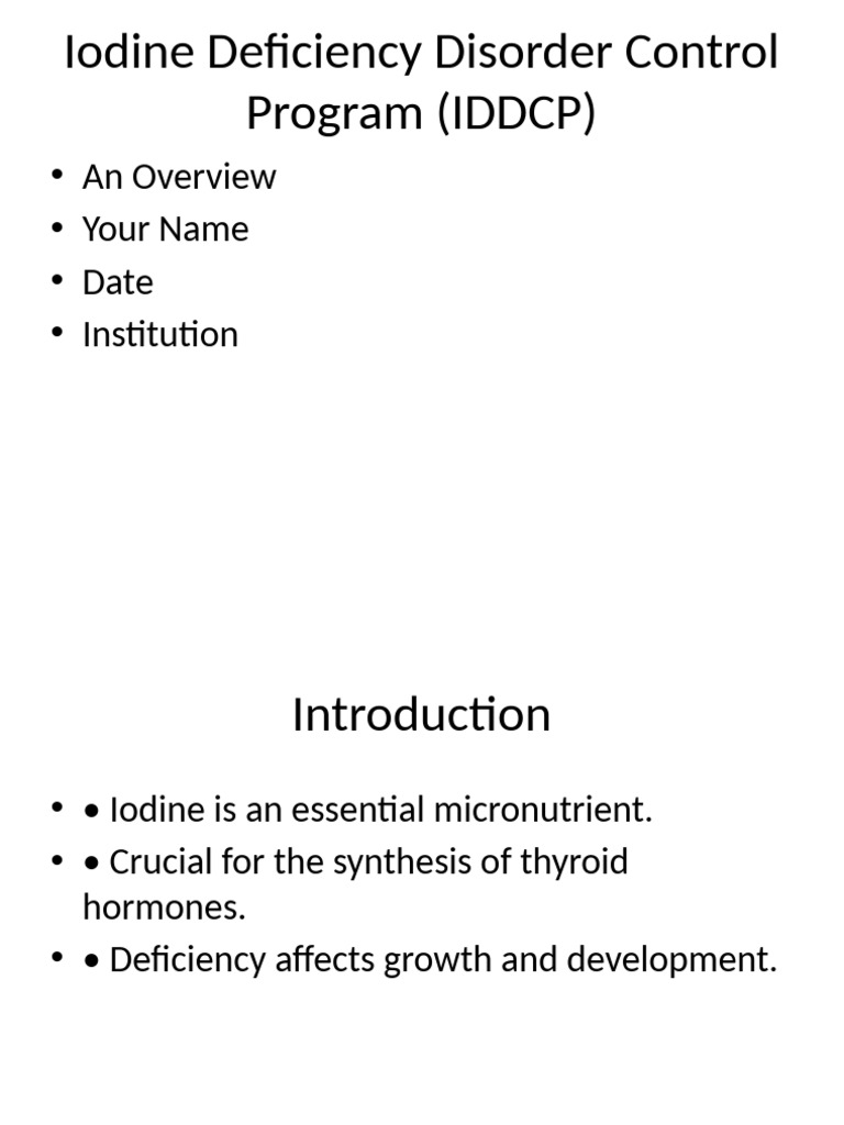Iodine Deficiency Disorder Control Program | PDF