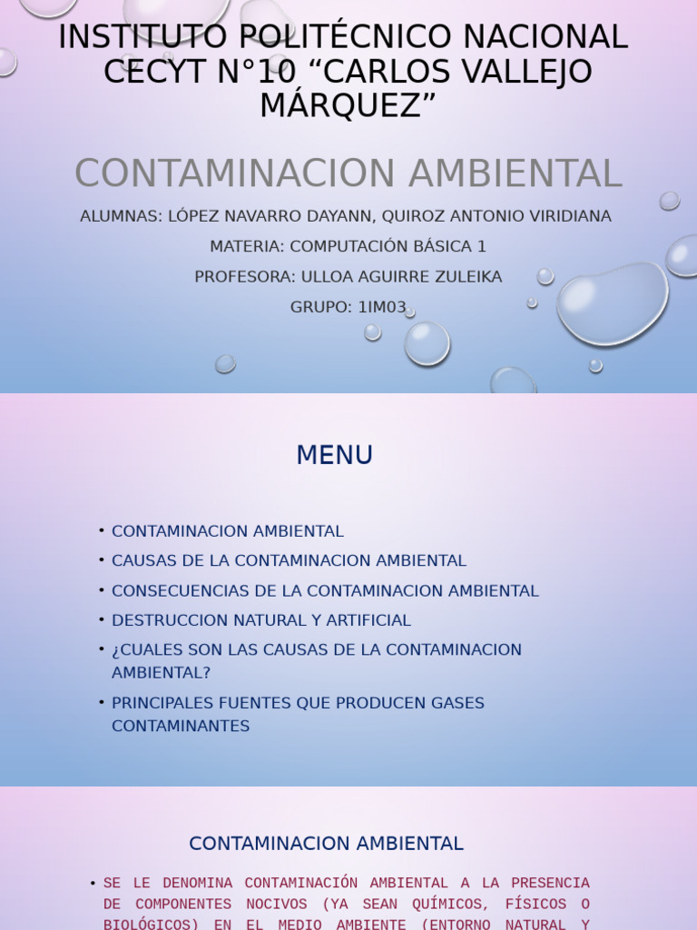 Guia de Power Point | PDF | Contaminación | Entorno natural