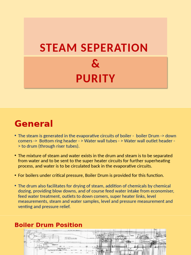 Steam Separation and Purity in Boilers | PDF | Water | Boiler