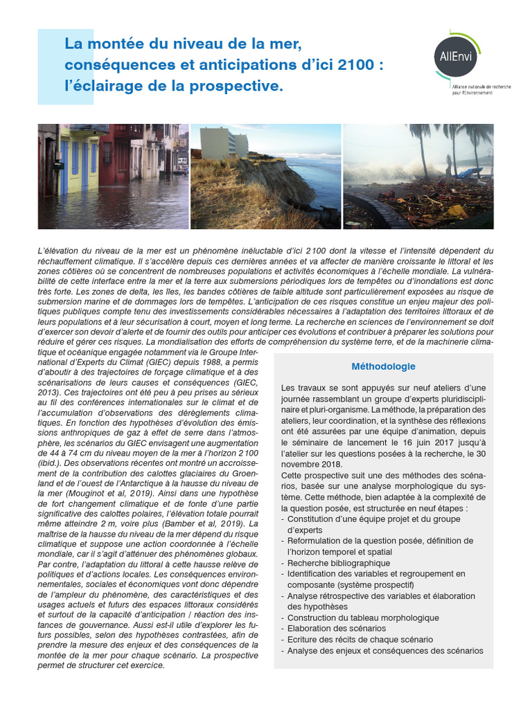 Montée du niveau de la mer d'ici 2100 | PDF | Élévation du niveau de la ...